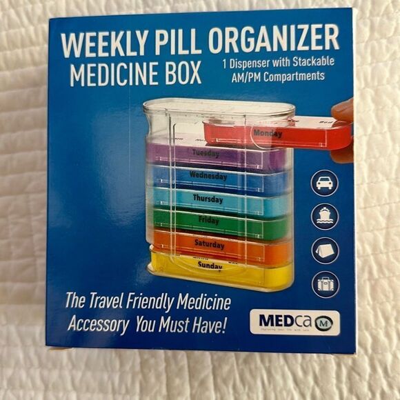 MEDca Pill Organizer Four Times-a-Day AM PM Stackable - Picture 1 of 9